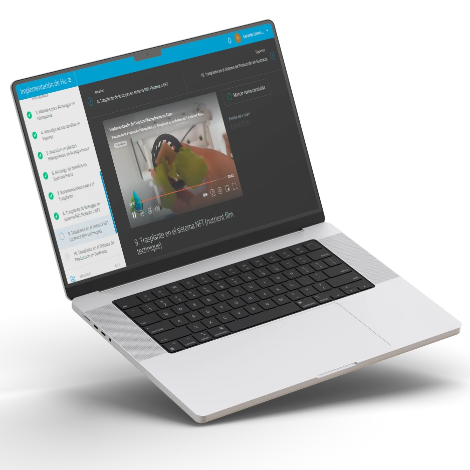 Previsualización del contenido del curso en una tablet y un móvil.